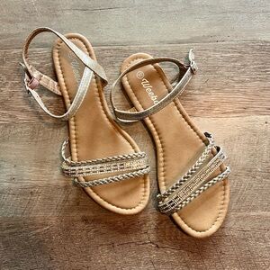 Women's Tan and Gold Sandals